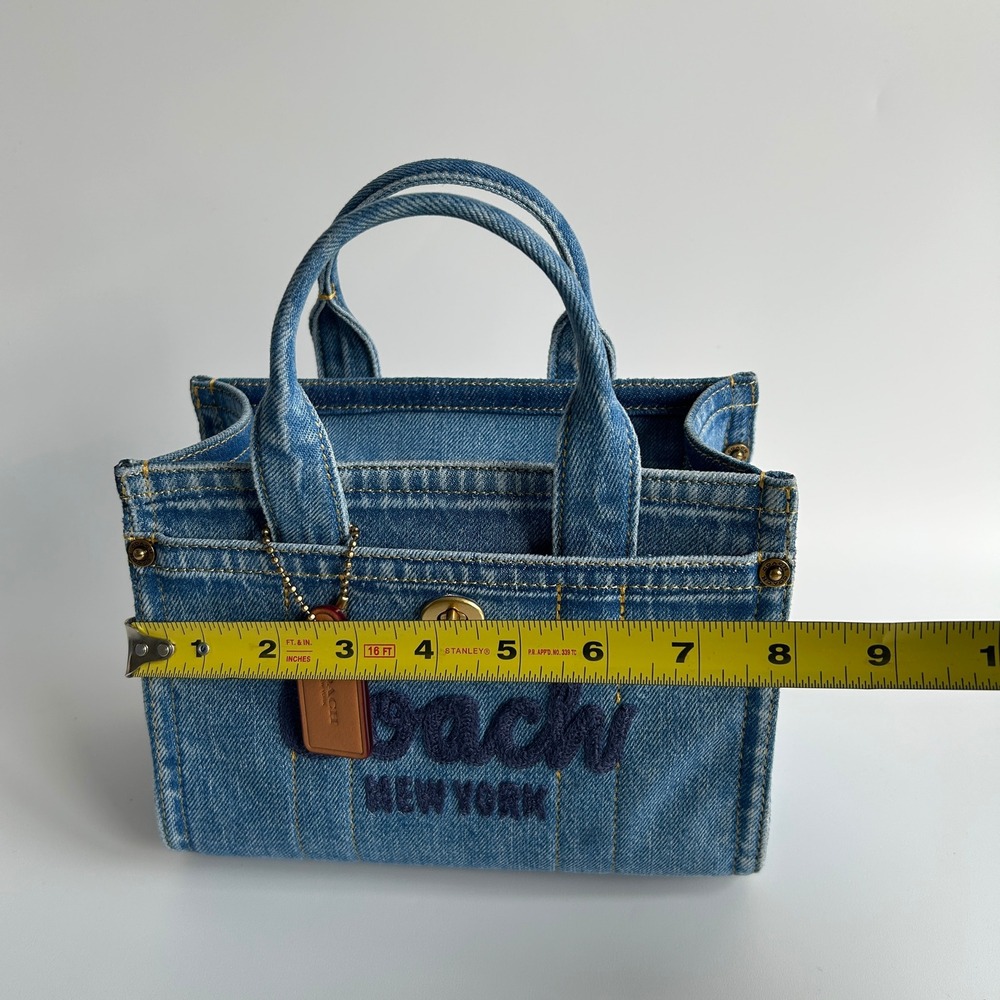 Coach Blue Denim Embroidered Mini Tote with Gold Hardware - Picture 9 of 11